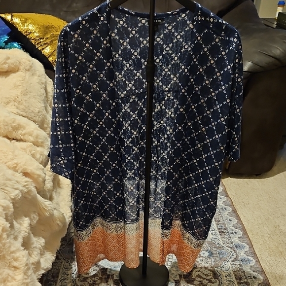 torrid Sweaters - Torrid Blue and Orange Geometric Cardigan